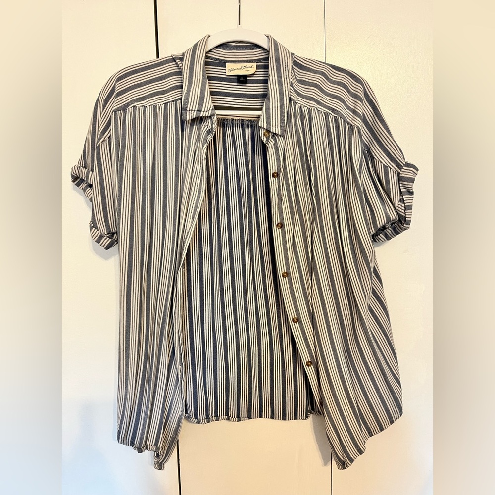 Blue and white striped shirt